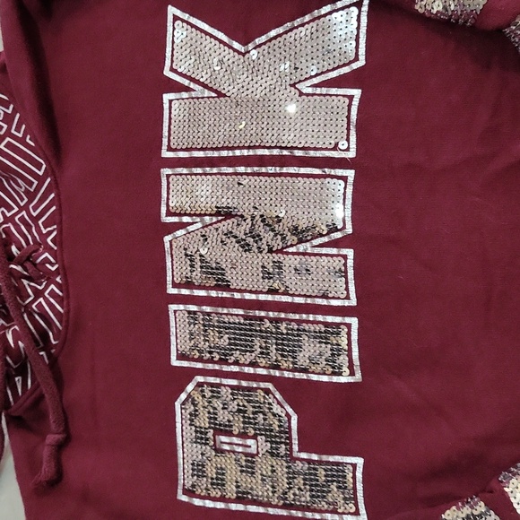 PINK Victoria's Secret Burgundy Sequin Miami Sweater - Picture 11 of 16